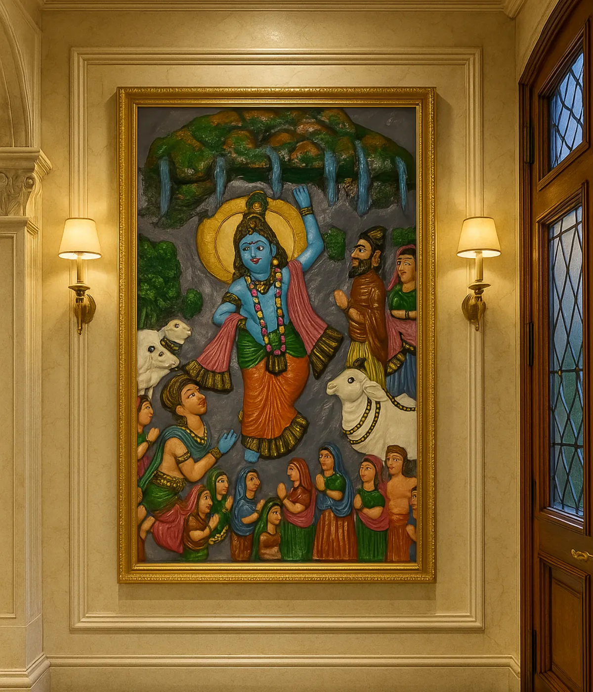 Shree Krishna With Gorvardhan Parvat