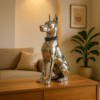 Silver Chrome Dog Statue –