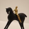 Elegant Black Horse with Golden Rider Decorative Sculpture