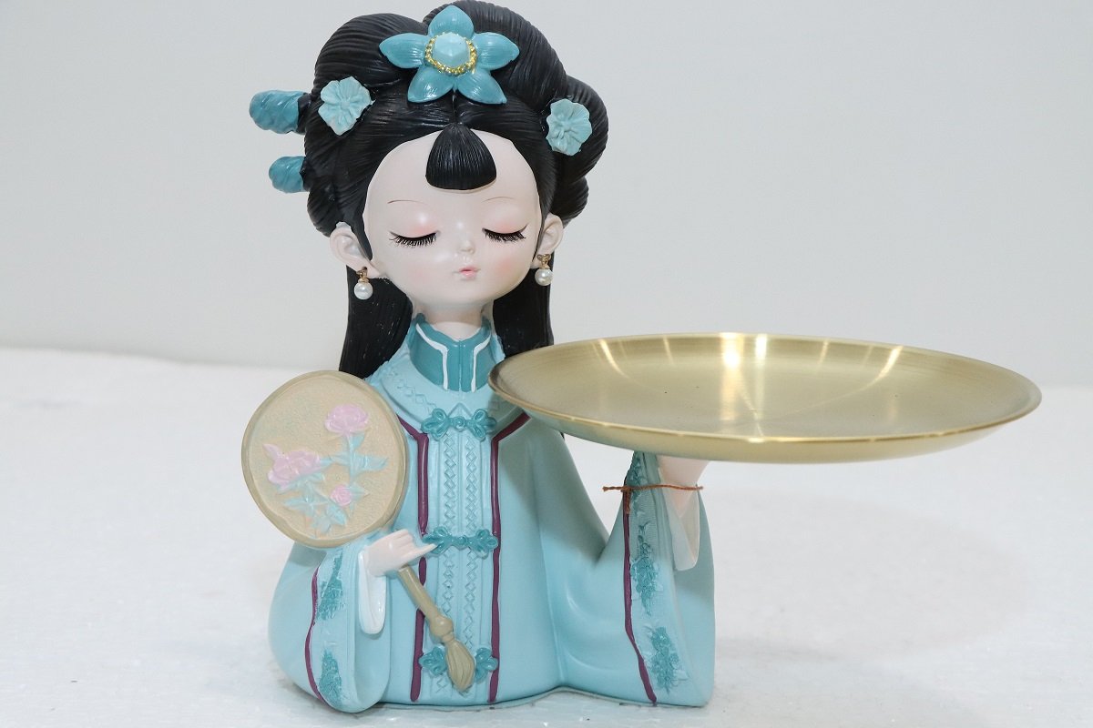 Elegant Girl Figurine Decorative Tray Holder