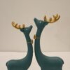 Elegant Teal Reindeer Couple Showpiece (Set of 2)