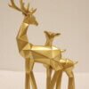Golden Geometric Deer Couple Decorative Showpiece