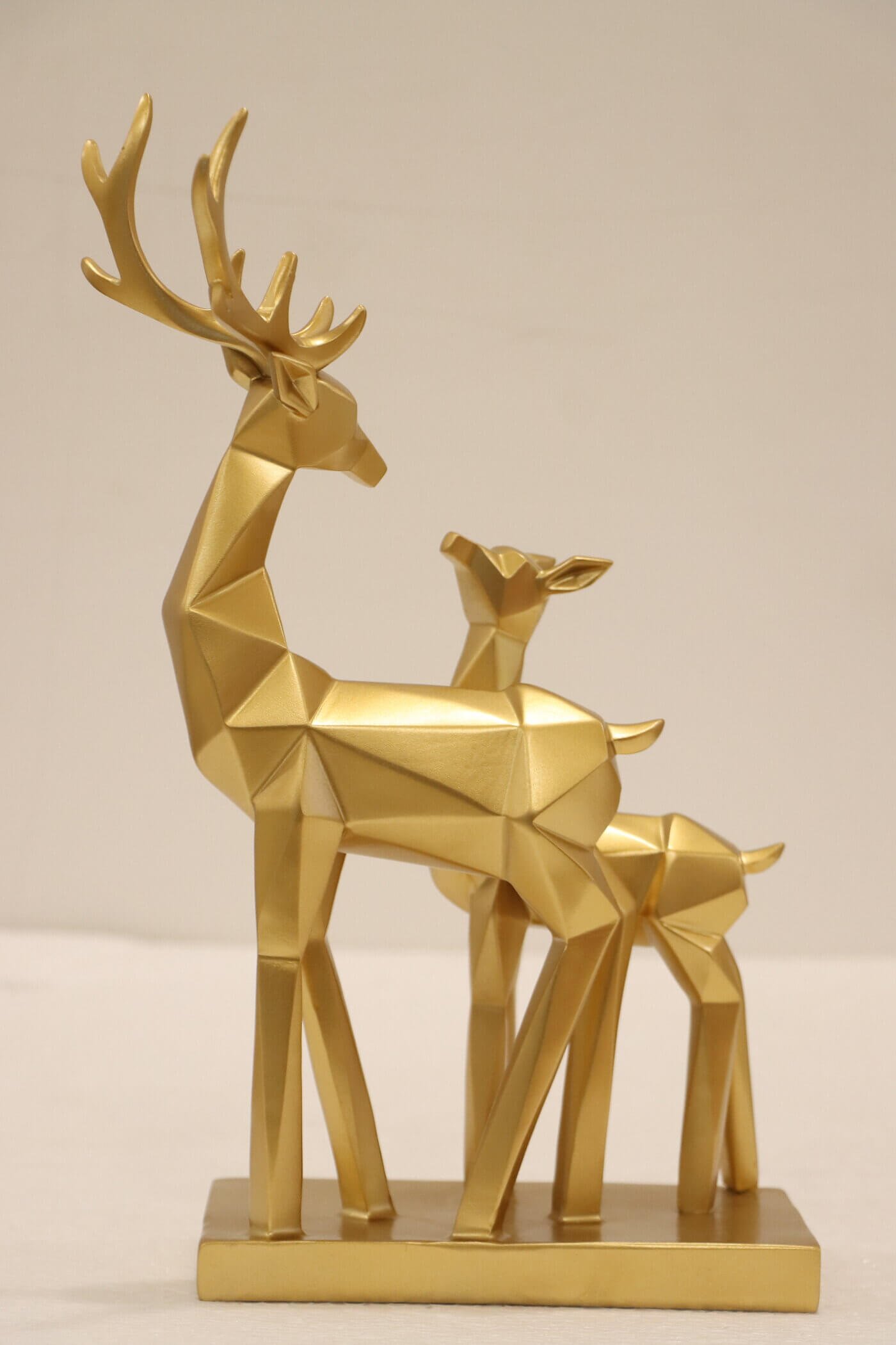 Golden Geometric Deer Couple Decorative Showpiece