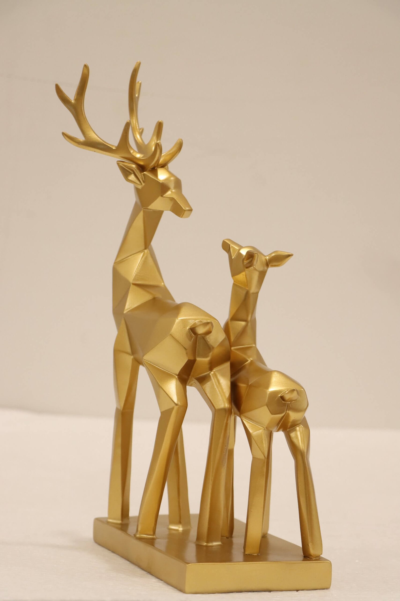 Golden Geometric Deer Couple Decorative Showpiece - Image 3