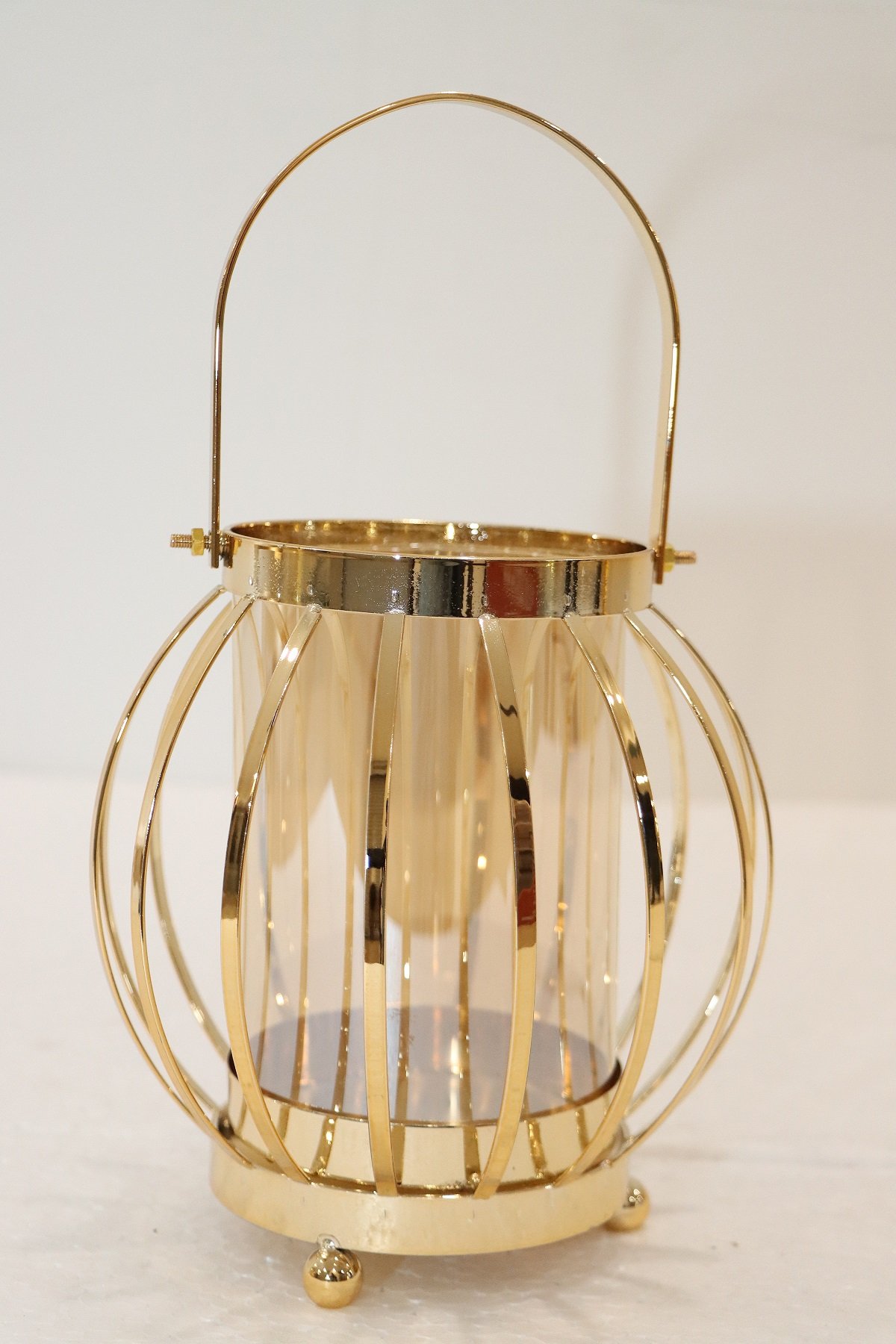 Golden Metal Cage Candle Holder Lantern