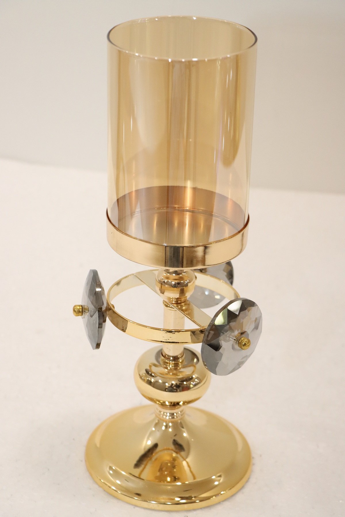 Premium Golden Candle Stand with Crystal Decor