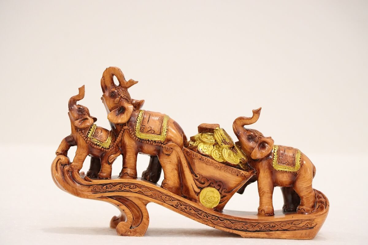 Prosperity Elephants Treasure Cart Decorative Idol