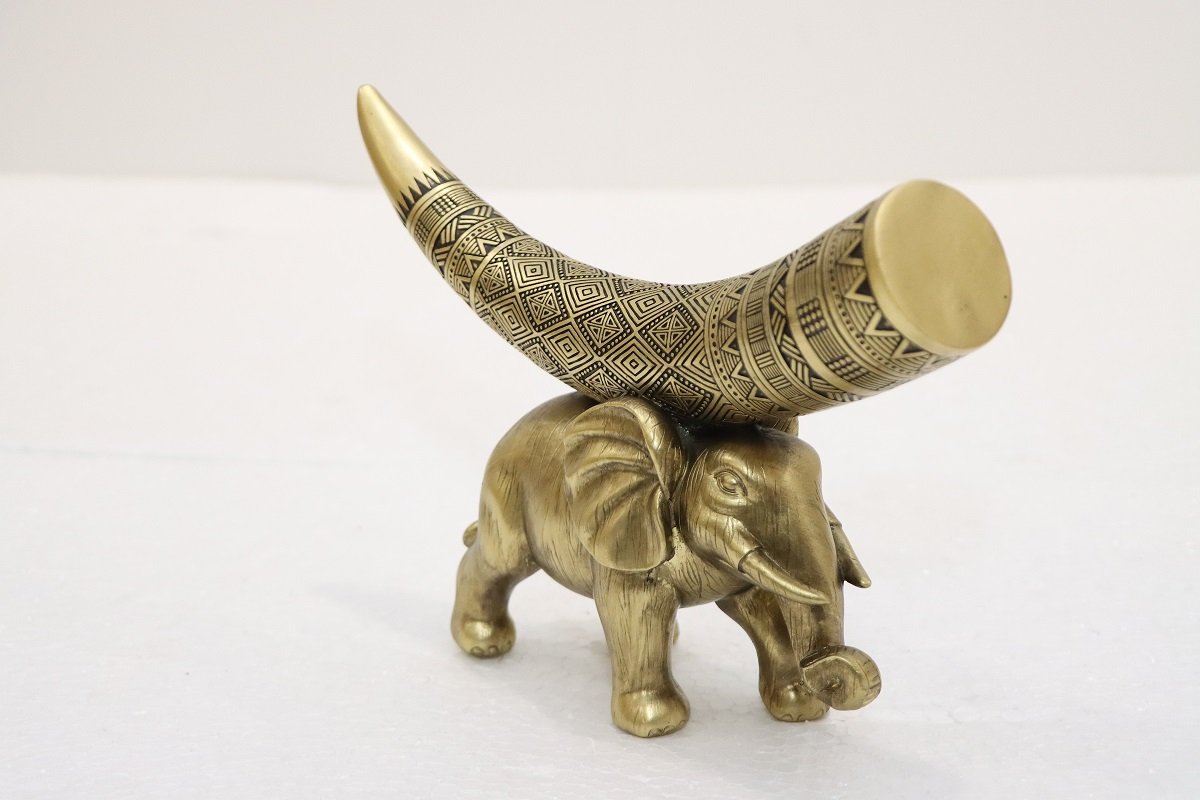 Tribal Horn Elephant Decorative Showpiece - Image 3