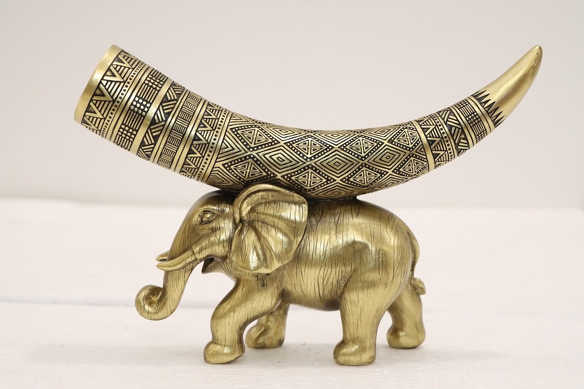 Tribal Horn Elephant Decorative Showpiece
